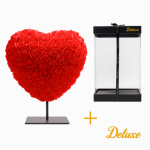 Herz DELUXE auf Ständer 15 cm – Roter Schaum – in luxuriöser Geschenkverpackung 15 cm